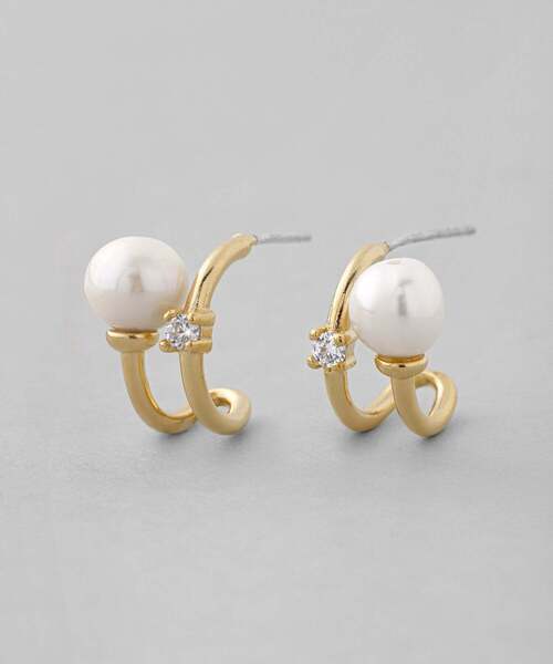 ANEMONE（アネモネ） ピアス ストーン×ビジューダブルラインピアス