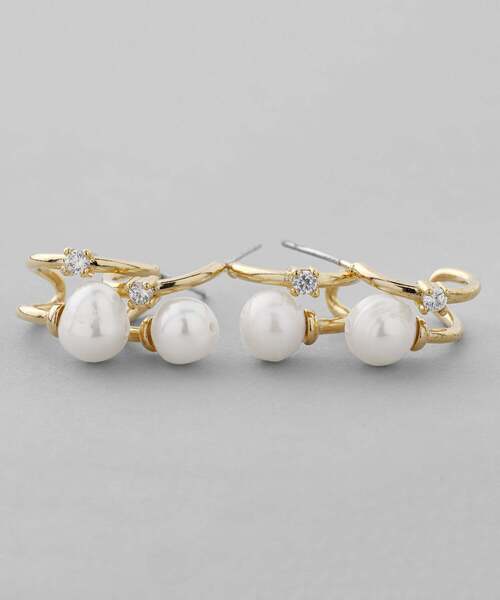 ANEMONE（アネモネ） ピアス ストーン×ビジューダブルラインピアス