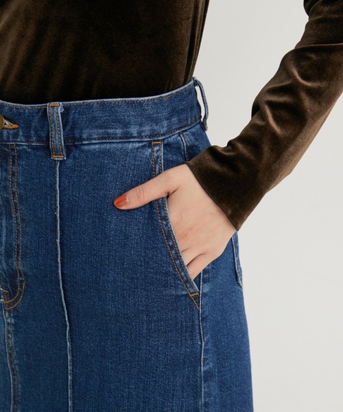 デニムスカート ストレッチデニムタイトスカート