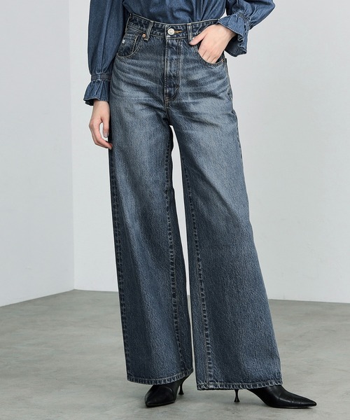 美品　サムシング　レディース　LISA　ワイド　デニムパンツ　濃紺　Lサイズ SOMETHING ジーンズ デニム デニムパンツ SOMETHING/サムシング