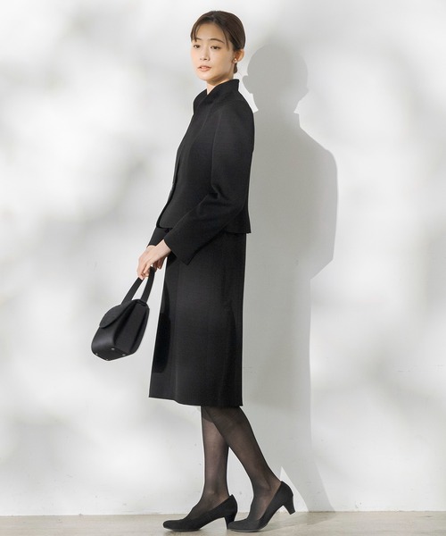 フォルムフォルマ（form forma）/【前開き】【喪服・礼服】フリルカラー＆フレアワンピース ブラックフォーマル/日本製素材 form forma（フォルムフォルマ） セットアップ 「前開き」「喪服・礼服