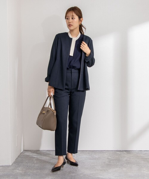 タグ付✨ノーリーズ ノーカラージャケット パンツスーツ セットアップ ネイビー NOLLEY'S（ノーリーズ） ジャケット ノーカラージャケット