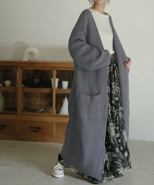 極美品 ハグオーワー ウールコート ロング丈 グレー 日本製 コーディガン 22AW GOODMANS OVER COAT ロング カシミヤ混ウール ステンカラー