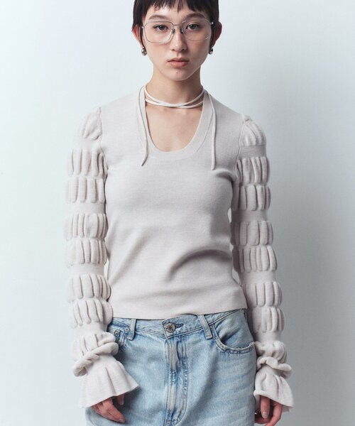 ニット セーター gathered sleeves knit レディース CODE A ニット セーター gathered sleeves knit レディース