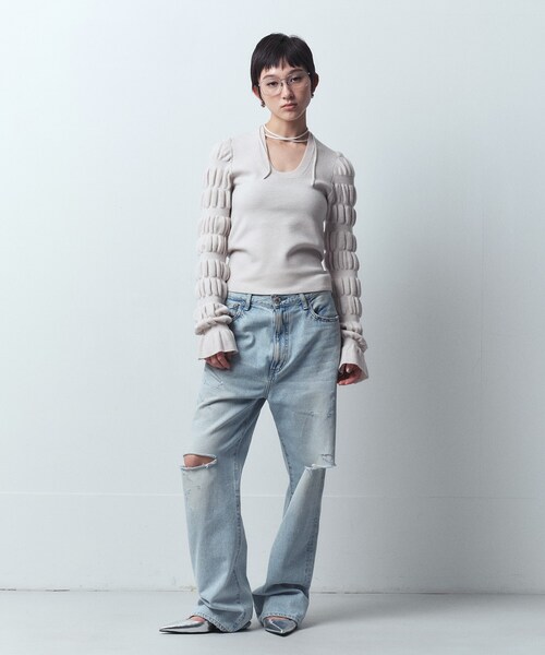 ニット セーター gathered sleeves knit レディース CODE A ニット セーター gathered sleeves knit レディース