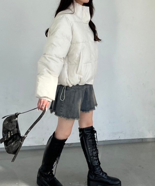 【nene-.-p】 パディングショートブルゾン nemne（ネンネ） ブルゾン アウター ショート丈中綿パディングブルゾン