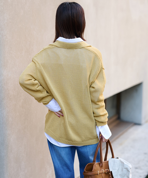 SLOBE IENA ニット セーター ペーパーヤーン襟付きスキッパー