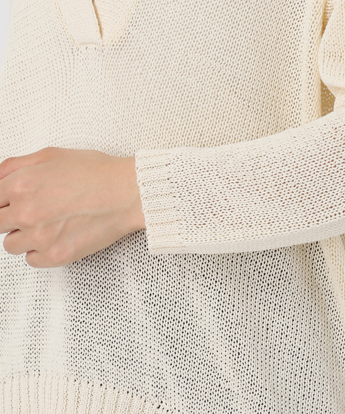 SLOBE IENA ニット セーター ペーパーヤーン襟付きスキッパー