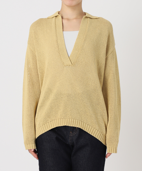SLOBE IENA ニット セーター ペーパーヤーン襟付きスキッパー