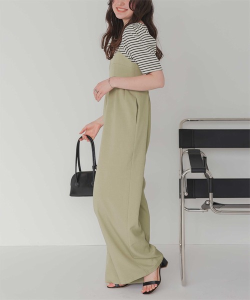 【TICCA】ティッカ リネンキャミサロペット カーキ 美品 titivate（ティティベイト） サロペット オーバーオール ビスチェ