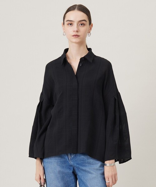 ブラウス シャツ SASHIKO CHECK シャツ レディース