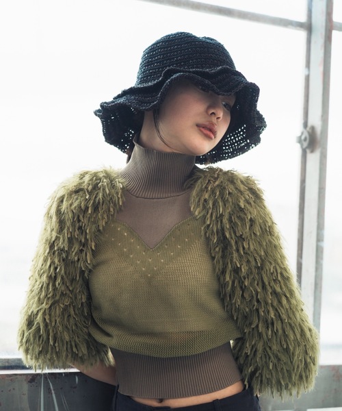 ORIENT MILLINERY フード付きマフラー Casseliniフリルシャギーフードマフラー』