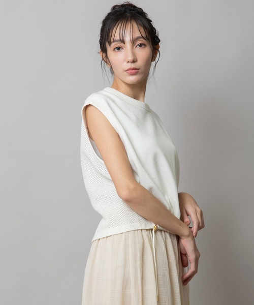 Munich tシャツ ブークレー×ギマメッシュドッキングトップス