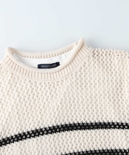 「HONEYSUCKLE ROSE」 長袖ニット L ブラック×ホワイト レディース_画像2