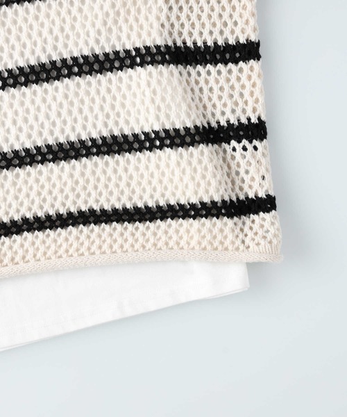 「HONEYSUCKLE ROSE」 長袖ニット L ブラック×ホワイト レディース_画像3