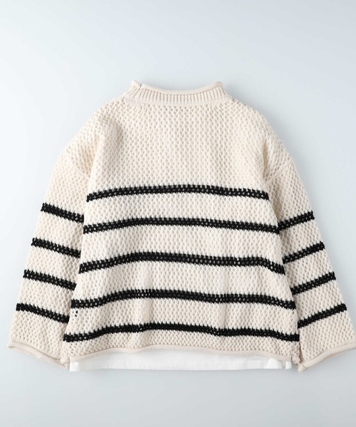 「HONEYSUCKLE ROSE」 長袖ニット L ブラック×ホワイト レディース_画像5