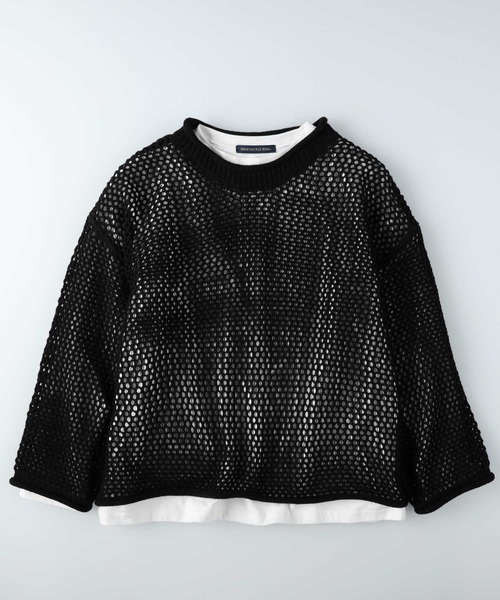 「HONEYSUCKLE ROSE」 長袖ニット L ブラック×ホワイト レディース_画像6