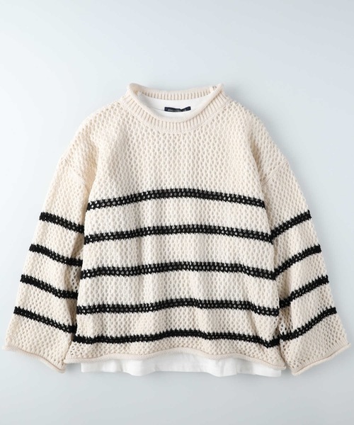 「HONEYSUCKLE ROSE」 長袖ニット L ブラック×ホワイト レディース_画像8