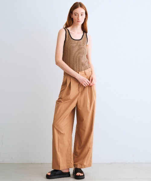 three dots タンクトップ ノースリーブ カーメルリブ ケイト