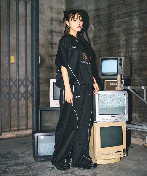 黒ジャージパンツ ドローストリング付き コットンスエット ドローストリングパンツ WXA1931
