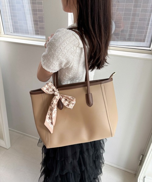 ベージュ トートバッグ スカーフ付き プロポーションボディドレッシング PROPORTION BODY DRESSING スカーフ