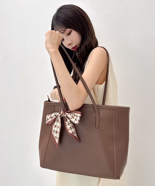 ベージュ トートバッグ スカーフ付き プロポーションボディドレッシング PROPORTION BODY DRESSING スカーフ