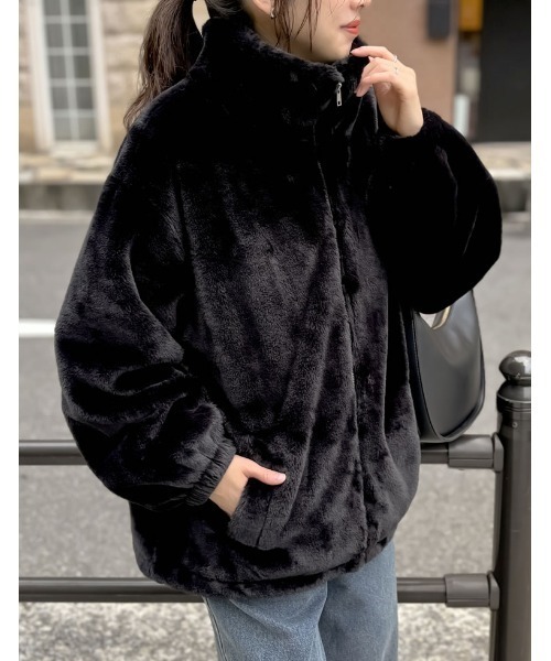 「Re:EDIT」 ジップアップブルゾン MEDIUM ブラック レディース_画像5