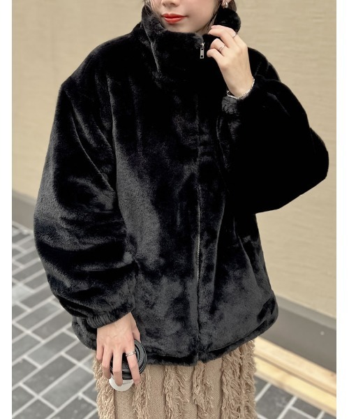 「Re:EDIT」 ジップアップブルゾン MEDIUM ブラック レディース_画像7