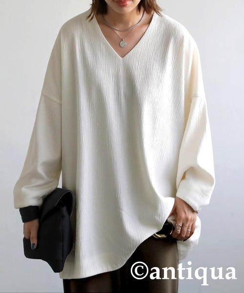 antiqua 「antiqua」 「patterntorso」7分袖ブラウス FREE