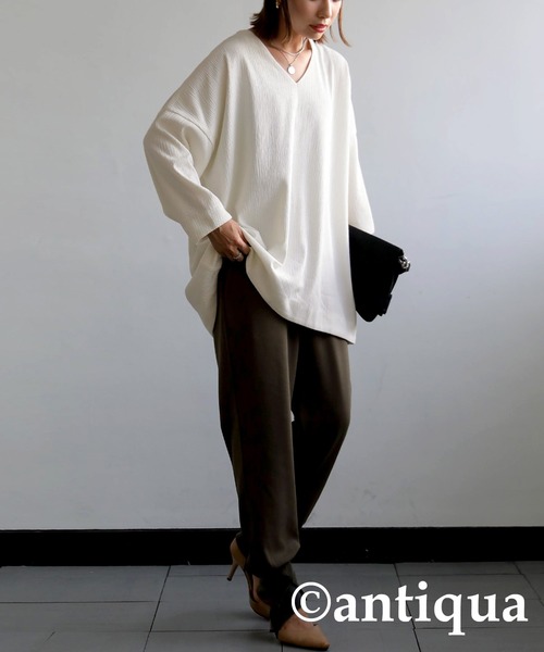 「antiqua」 「patterntorso」7分袖ブラウス FREE ナチュラル レディース antiqua 「antiqua」 「patterntorso」7分袖ブラウス FREE