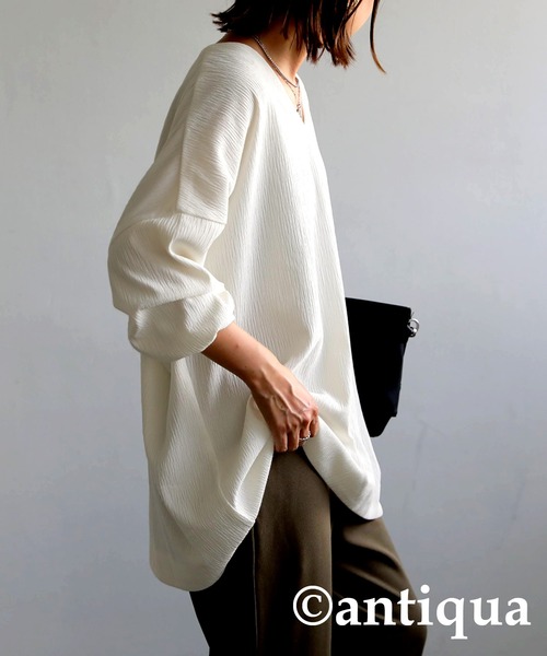 「antiqua」 「patterntorso」7分袖ブラウス FREE ナチュラル レディース antiqua 「antiqua」 「patterntorso」7分袖ブラウス FREE