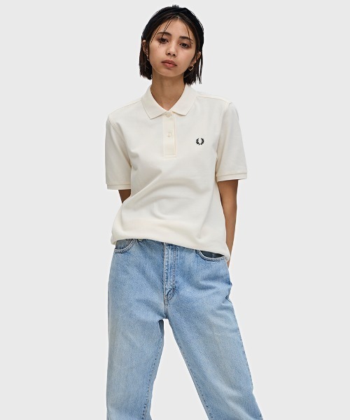 「FRED PERRY」 半袖ポロシャツ 8 ベージュ レディース