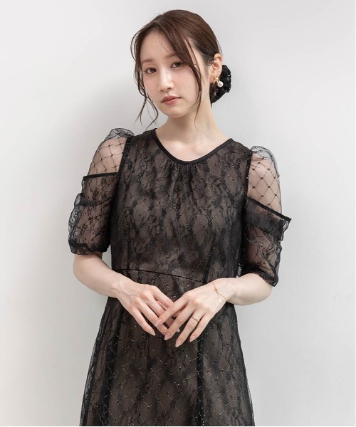 RANDA（ランダ） ワンピース デザインスリーブチュールレイヤード