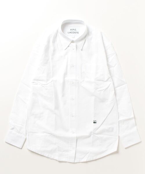 「LACOSTE」 長袖シャツ「A.P.C.コラボ」 M ホワイト レディース