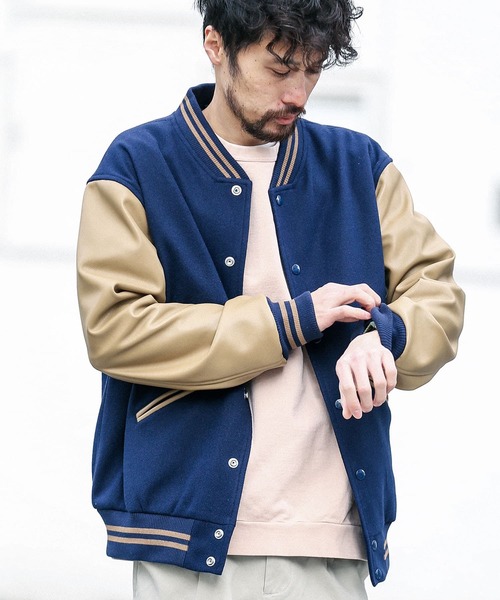 「EBBETS FIELD FLANNEL」 スタジャン LARGE ブラック メンズ_画像4