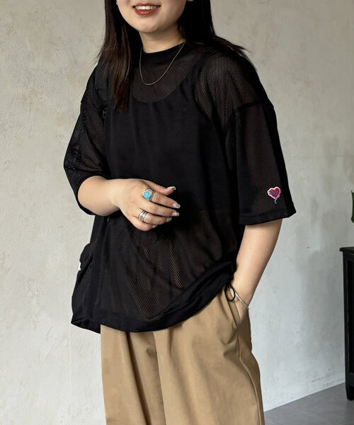 「CPCM」 半袖Tシャツ LARGE チャコールグレー レディース