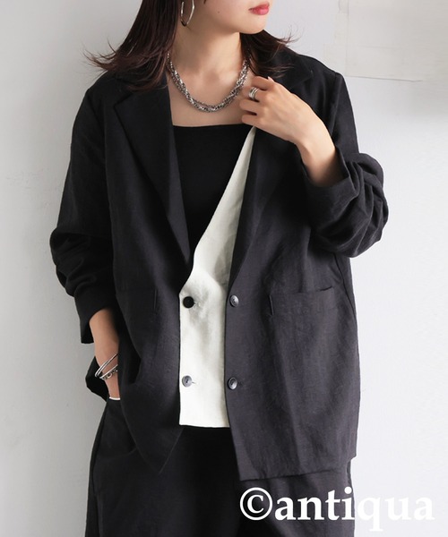 antiqua（アンティカ） ジャケット テーラードジャケット 配色ベスト風