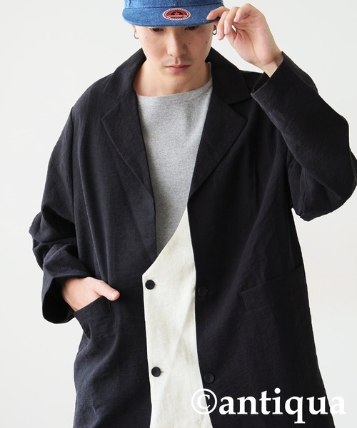 antiqua（アンティカ） ジャケット テーラードジャケット 配色ベスト風