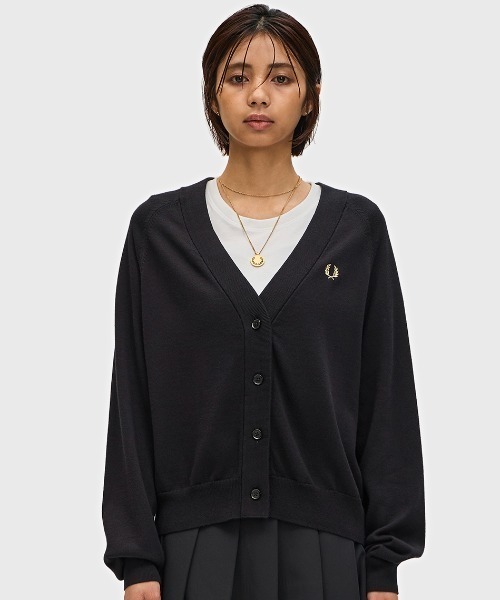 FRED PERRY Vネックカーディガン ダークネイビー FRED PERRY（フレッドペリー） カーディガン V-Neck Cardigan／Vネック
