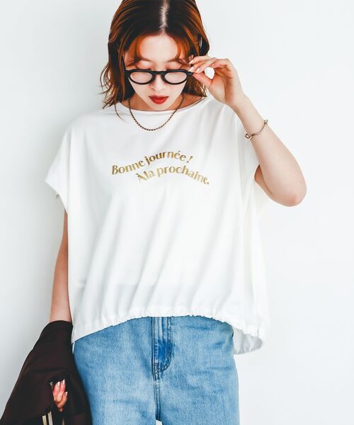 tシャツ 「手洗い可能」ドロストハクプリントTシャツ レディース