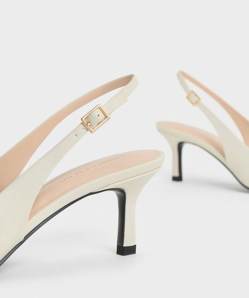 「CHARLES & KEITH」 ヒールサンダル 22.5cm オフホワイト レディース_画像5
