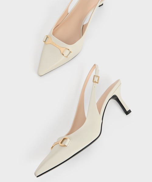 「CHARLES & KEITH」 ヒールサンダル 22.5cm オフホワイト レディース_画像6
