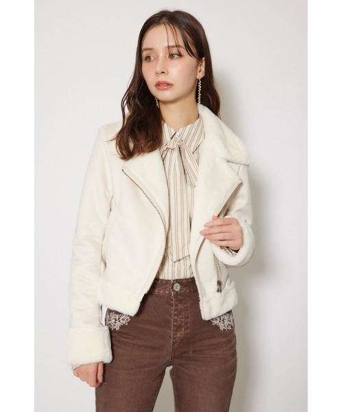 rienda❁ムートンライダース rienda ブルゾン アウター 25AWフェイクスエードムートン