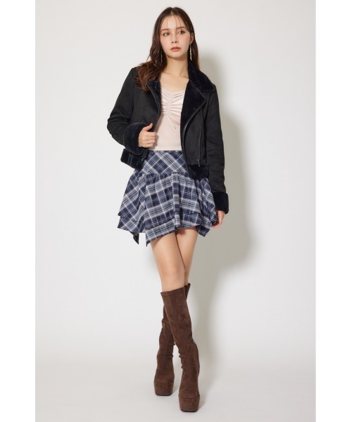 リエンダ　25AWフェイクスエードムートンライダースジャケット Mサイズ rienda | 25AWフェイクスエードムートンライダースジャケット