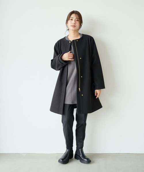 DEVOA ノーカラーコート FOUND GOOD ノーカラーコート コート ウーリーテックノーカラー