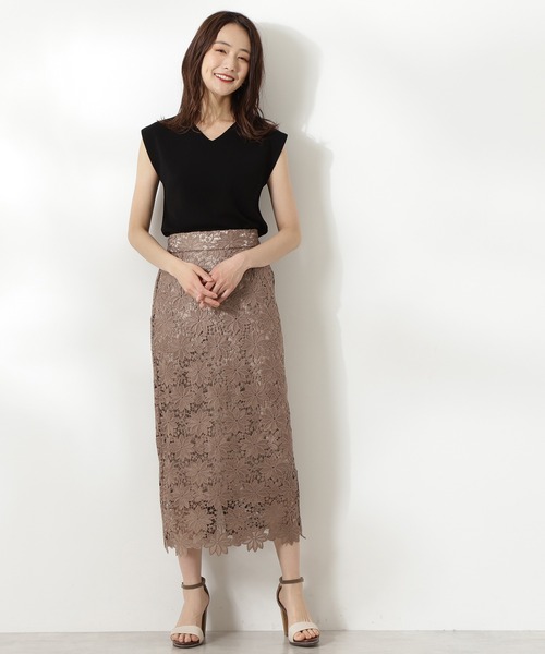 ✨新品未使用か✨CABaN ノースリーブニット ブラウン・アイボリー 洗える】オーガニックコットンリブ ノースリーブニット （ニット