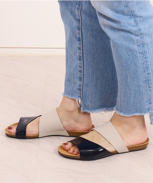 「PLAKTON」 フラットサンダル L アイボリー レディース_画像6