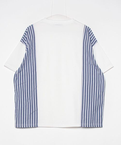 「collective.」 ストライプ柄半袖Tシャツ M ホワイト メンズ_画像2