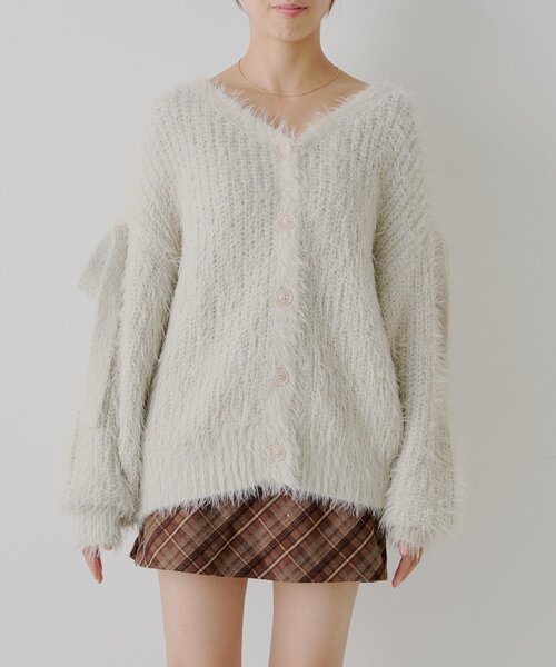 Chico（チコ） カーディガン 袖リボンルーズリブカーディガン