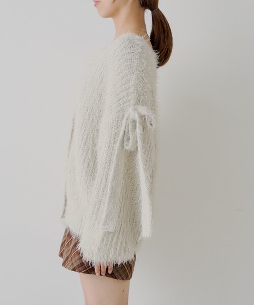 Chico（チコ） カーディガン 袖リボンルーズリブカーディガン